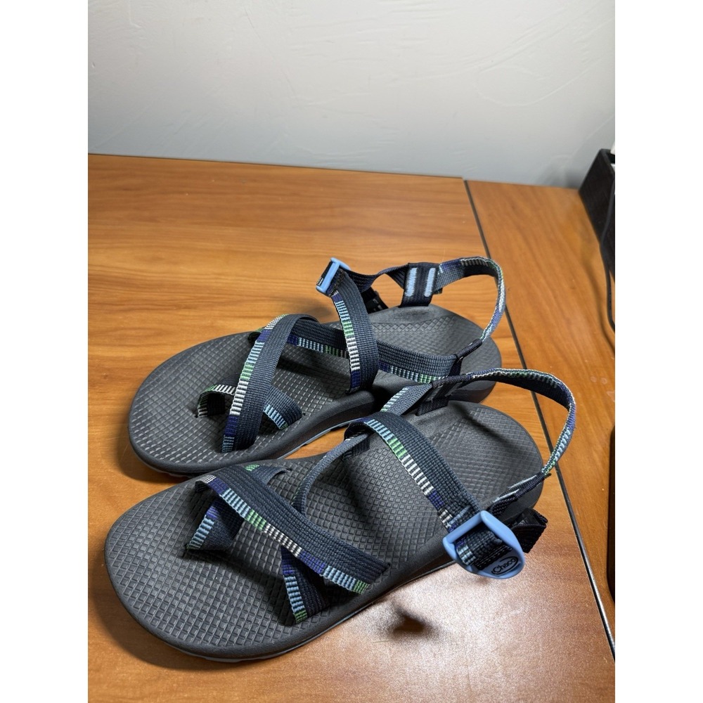 Chaco ZX2 Toe Loop Sandals Womens 10 Black Blue Multi Adjustable Hiking Comfort
